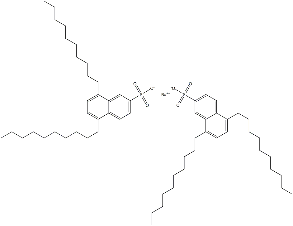 ビス(5,8-ジデシル-2-ナフタレンスルホン酸)バリウム 化学構造式