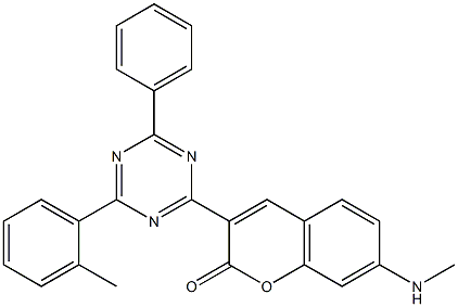 3-[6-Phenyl-4-(2-methylphenyl)-1,3,5-triazin-2-yl]-7-(methylamino)coumarin Struktur