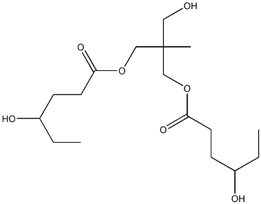 ビス(4-ヒドロキシヘキサン酸)2-(ヒドロキシメチル)-2-メチル-1,3-プロパンジイル 化学構造式