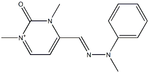 2,3-Dihydro-1,3-dimethyl-4-[(2-methyl-2-phenylhydrazono)methyl]-2-oxopyrimidine-1-ium Structure