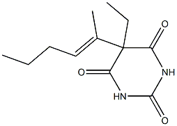 5-エチル-5-(1-メチル-1-ペンテニル)-2,4,6(1H,3H,5H)-ピリミジントリオン 化学構造式