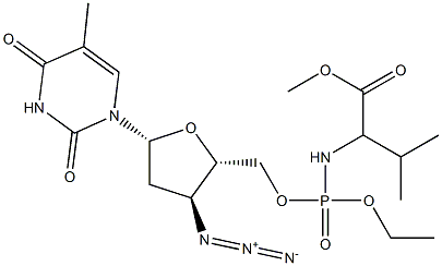 3'-Azido-3'-deoxythymidine-5'-[[[1-isopropyl-2-methoxy-2-oxoethyl]amino]phosphonic acid ethyl] ester,,结构式