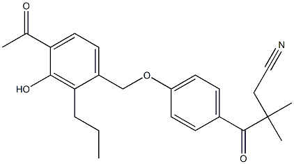 4-[4-(4-アセチル-3-ヒドロキシ-2-プロピルベンジルオキシ)フェニル]-4-オキソ-3,3-ジメチルブチロニトリル 化学構造式