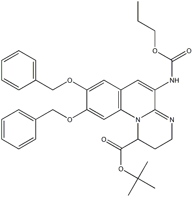 5-(Propyloxycarbonyl)amino-2,3-dihydro-8,9-bis(benzyloxy)-1H-pyrimido[1,2-a]quinoline-1-carboxylic acid tert-butyl ester 结构式