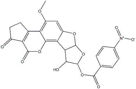 2,3,6a,8,9,9a-Hexahydro-8,9-dihydroxy-4-methoxycyclopenta[c]furo[3',2':4,5]furo[2,3-h][1]benzopyran-1,11-dione 8-(p-nitrobenzoate),,结构式