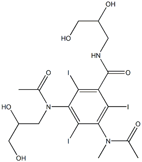 3-[Acetyl(methyl)amino]-5-[acetyl(2,3-dihydroxypropyl)amino]-2,4,6-triiodo-N-(2,3-dihydroxypropyl)benzamide,,结构式