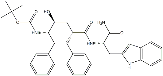 (S)-2-[[(2R,4S,5S)-5-(tert-Butoxycarbonylamino)-2-benzyl-4-hydroxy-6-phenylhexanoyl]amino]-3-(1H-indol-2-yl)propionamide,,结构式