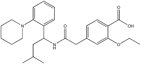 2-Ethoxy-4-[[3-methyl-1-(2-piperidinophenyl)butyl]carbamoylmethyl]benzoic acid 结构式