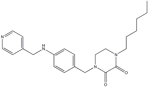 1-Hexyl-4-[4-[(4-pyridinylmethyl)amino]benzyl]-2,3-piperazinedione,,结构式