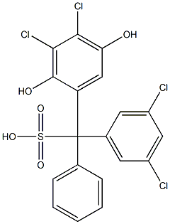 (3,5-Dichlorophenyl)(3,4-dichloro-2,5-dihydroxyphenyl)phenylmethanesulfonic acid Structure