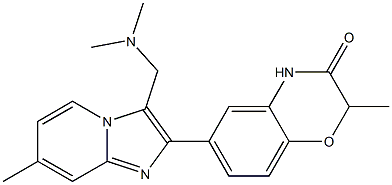 6-(3-ジメチルアミノメチル-7-メチル-イミダゾ[1,2-a]ピリジン-2-イル)-2-メチル-2H-1,4-ベンゾオキサジン-3(4H)-オン 化学構造式