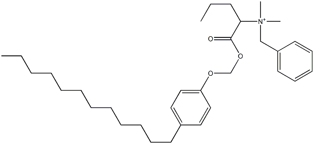 N,N-ジメチル-N-ベンジル-N-[1-[[(4-ドデシルフェニルオキシ)メチル]オキシカルボニル]ブチル]アミニウム 化学構造式