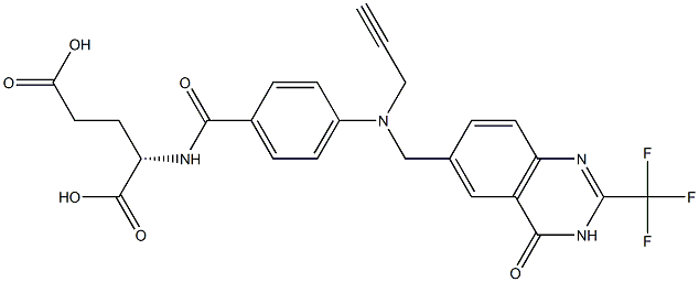 (2S)-2-[4-[N-[(3,4-Dihydro-2-trifluoromethyl-4-oxoquinazolin)-6-ylmethyl]-N-(2-propynyl)amino]benzoylamino]glutaric acid Structure