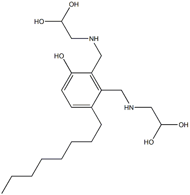 2,3-ビス[[(2,2-ジヒドロキシエチル)アミノ]メチル]-4-オクチルフェノール 化学構造式