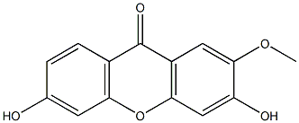 3,6-Dihydroxy-2-methoxy-9H-xanthen-9-one,,结构式