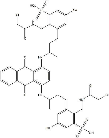 1,4-Bis[3-[2-[(chloroacetyl)aminomethyl]-5-sodiosulfophenyl]-1-methylpropylamino]anthraquinone,,结构式