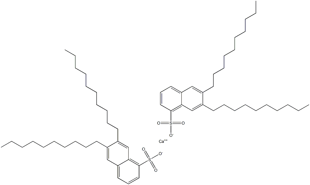 ビス(6,7-ジデシル-1-ナフタレンスルホン酸)カルシウム 化学構造式