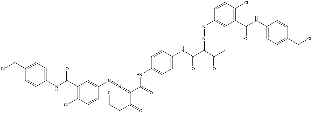 3,3'-[2-(Chloromethyl)-1,4-phenylenebis[iminocarbonyl(acetylmethylene)azo]]bis[N-[4-(chloromethyl)phenyl]-6-chlorobenzamide],,结构式