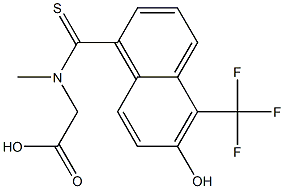 N-[[6-Hydroxy-5-(trifluoromethyl)naphthalen-1-yl]thioxomethyl]-N-methylglycine,,结构式