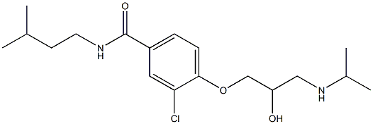 1-[4-[イソペンチルカルバモイル]-2-クロロフェノキシ]-3-[イソプロピルアミノ]-2-プロパノール 化学構造式