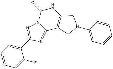 2-(2-フルオロフェニル)-5,6,7,8-テトラヒドロ-7-フェニル-4H-1,3,3a,5,7-ペンタアザ-as-インダセン-4-オン 化学構造式