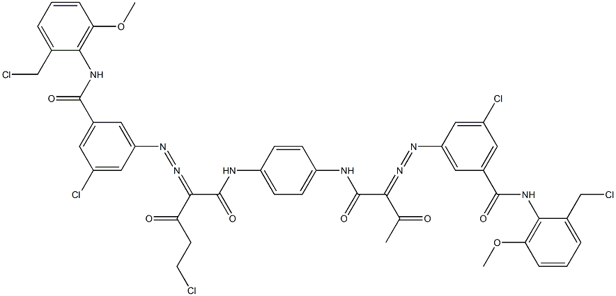 3,3'-[2-(Chloromethyl)-1,4-phenylenebis[iminocarbonyl(acetylmethylene)azo]]bis[N-[2-(chloromethyl)-6-methoxyphenyl]-5-chlorobenzamide],,结构式
