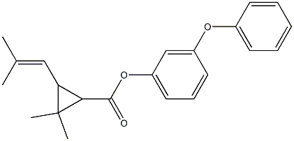 2,2-Dimethyl-3-(2-methyl-1-propenyl)-1-cyclopropanecarboxylic acid m-phenoxyphenyl ester,,结构式