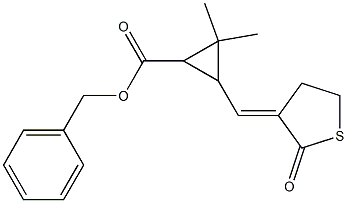 3-[[(3E)-2-Oxothiolan-3-ylidene]methyl]-2,2-dimethylcyclopropanecarboxylic acid benzyl ester 结构式