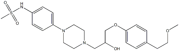 1-[4-[4-(Methylsulfonylamino)phenyl]-1-piperazinyl]-3-[4-(2-methoxyethyl)phenoxy]-2-propanol,,结构式
