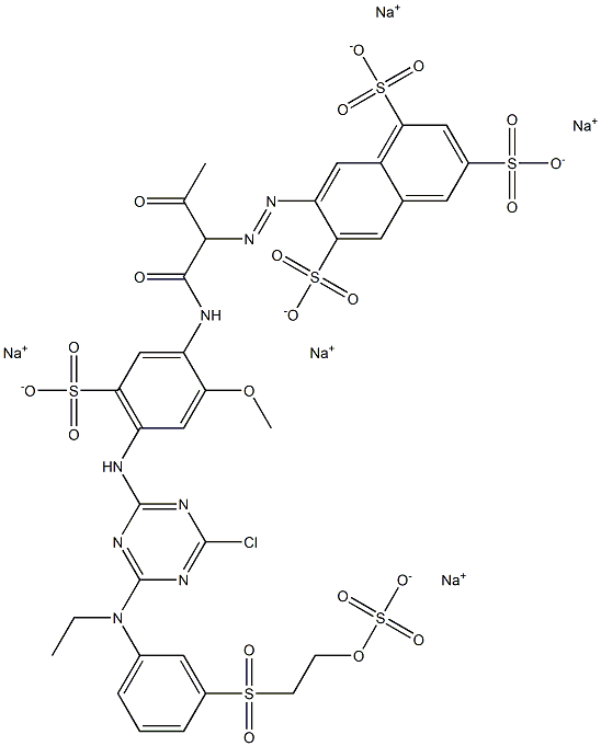 7-[1-[N-[4-[4-Chloro-6-[N-ethyl-3-[2-(sulfooxy)ethylsulfonyl]anilino]-1,3,5-triazin-2-ylamino]-2-methoxy-5-sulfophenyl]carbamoyl]-2-oxopropylazo]-1,3,6-naphthalenetrisulfonic acid pentasodium salt Structure