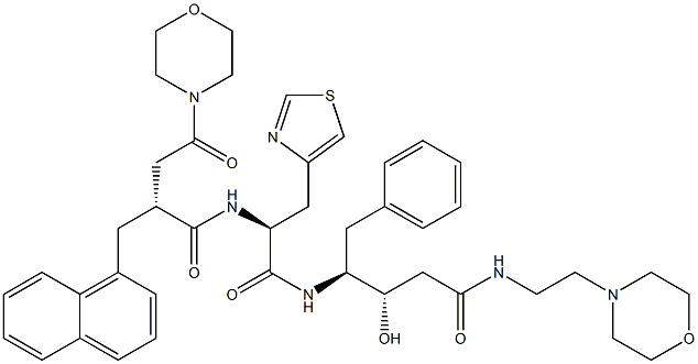 (3S,4S)-3-Hydroxy-5-phenyl-4-[[(2S)-3-(4-thiazolyl)-2-[[(2R)-2-[morpholinocarbonylmethyl]-3-(1-naphthalenyl)propionyl]amino]propionyl]amino]-N-(2-morpholinoethyl)valeramide|