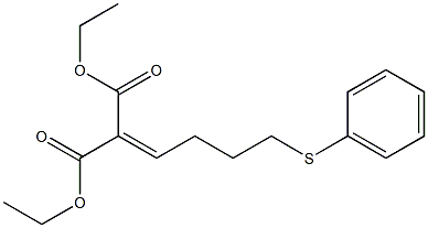 (4-フェニルチオブチリデン)マロン酸ジエチル 化学構造式
