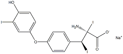 (2S,3S)-2-Amino-3-[4-(4-hydroxy-3-iodophenoxy)phenyl]-2,3-diiodopropanoic acid sodium salt Structure