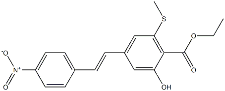 4-[(E)-2-(4-Nitrophenyl)ethenyl]-2-hydroxy-6-(methylthio)benzoic acid ethyl ester Struktur