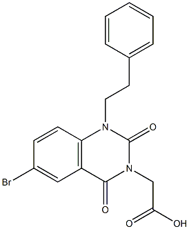 1-(2-Phenylethyl)-1,2,3,4-tetrahydro-6-bromo-2,4-dioxoquinazoline-3-acetic acid Struktur