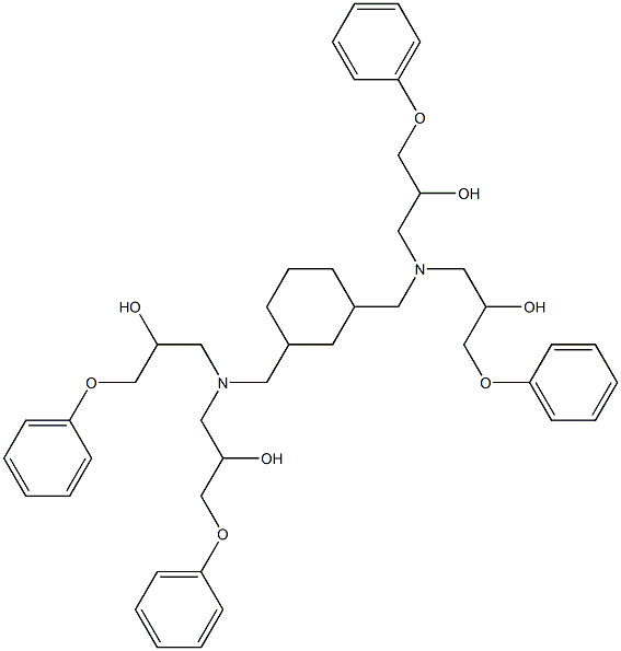 1,3-ビス[ビス(2-ヒドロキシ-3-フェノキシプロピル)アミノメチル]シクロヘキサン 化学構造式