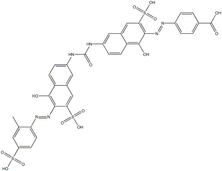 4-[[1-ヒドロキシ-6-[[[[5-ヒドロキシ-6-[(2-メチル-4-スルホフェニル)アゾ]-7-スルホ-2-ナフタレニル]アミノ]カルボニル]アミノ]-3-スルホ-2-ナフタレニル]アゾ]安息香酸 化学構造式