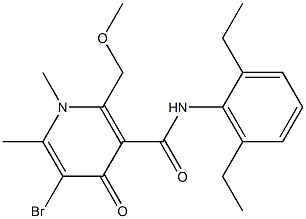 2-Methoxymethyl-5-bromo-1,4-dihydro-1,6-dimethyl-N-(2,6-diethylphenyl)-4-oxopyridine-3-carboxamide,,结构式