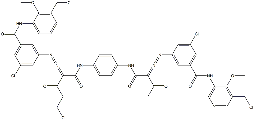 3,3'-[2-(クロロメチル)-1,4-フェニレンビス[イミノカルボニル(アセチルメチレン)アゾ]]ビス[N-[3-(クロロメチル)-2-メトキシフェニル]-5-クロロベンズアミド] 化学構造式