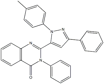 3-(Phenyl)-2-[3-(phenyl)-1-(4-methylphenyl)-1H-pyrazol-5-yl]quinazolin-4(3H)-one,,结构式