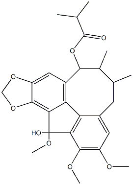 5,6,7,8-Tetrahydro-2,3,13-trimethoxy-6,7-dimethylbenzo[3,4]cycloocta[1,2-f][1,3]benzodioxole-1,8-diol 8-isobutyrate Structure