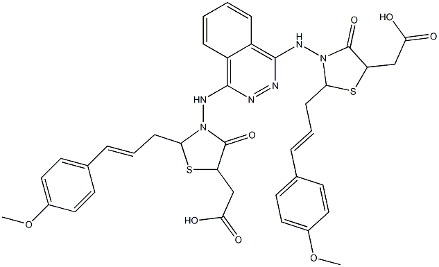 3,3'-(Phthalazine-1,4-diyl)bisiminobis[2-(4-methoxycinnamyl)-4-oxothiazolidine-5-acetic acid] 结构式