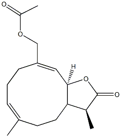 (3S,6E,10E,11aS)-3a,4,5,8,9,11a-Hexahydro-3,6-dimethyl-10-(acetoxymethyl)cyclodeca[b]furan-2(3H)-one Struktur