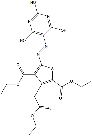 5-[(2,4,6-Trihydroxypyrimidin-5-yl)azo]-2,4-bis(ethoxycarbonyl)-3-thiopheneacetic acid ethyl ester Structure
