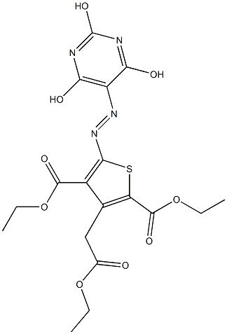 5-[(2,4,6-Trihydroxypyrimidin-5-yl)azo]-2,4-bis(ethoxycarbonyl)-3-thiopheneacetic acid ethyl ester 结构式