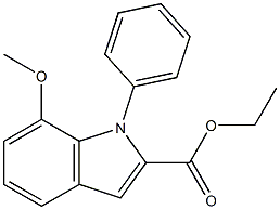 1-Phenyl-7-methoxy-1H-indole-2-carboxylic acid ethyl ester Struktur