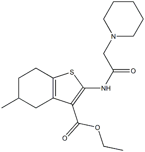 2-[(Piperidinoacetyl)amino]-4,5,6,7-tetrahydro-5-methylbenzo[b]thiophene-3-carboxylic acid ethyl ester,,结构式