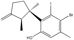 2-[(1R,2S)-1,2-ジメチル-3-メチレンシクロペンチル]-4-ブロモ-3-ヨード-5-メチルフェノール 化学構造式
