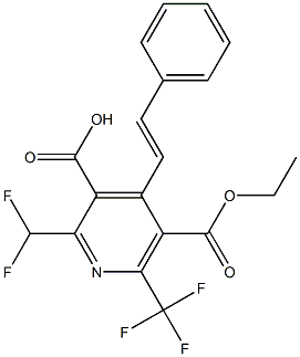 2-(Difluoromethyl)-6-(trifluoromethyl)-4-(2-phenylethenyl)-5-(ethoxycarbonyl)pyridine-3-carboxylic acid Struktur
