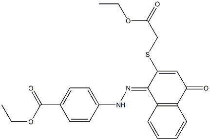 [[[1,4-Dihydro-1-[[[4-(ethoxycarbonyl)phenyl]amino]imino]-4-oxonaphthalen]-2-yl]thio]acetic acid ethyl ester Struktur